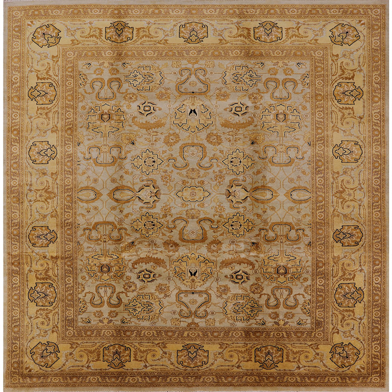 Tapis brun à motif oriental, Carré 8 pi