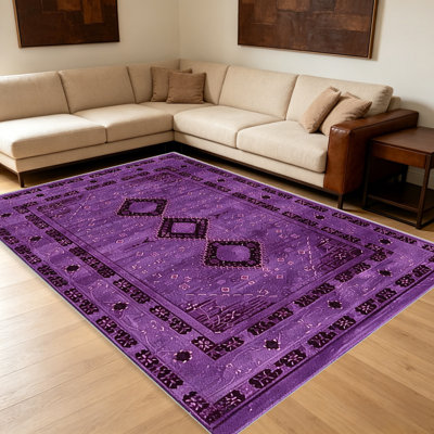 Vintage Persian Medallion Purple carpet-easy to clean, machine-washable, soft and comfortable; suitable for door mats, kitchens, living rooms, bedrooms, corridors, and laundry areas. Easy to clean, durable carpet for home decoration.