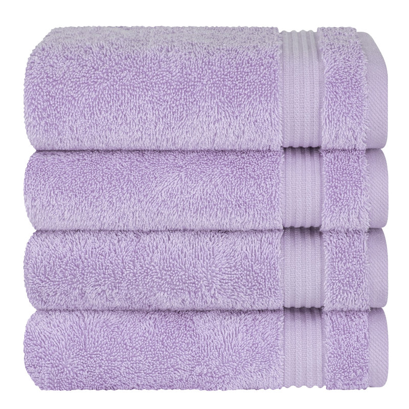 100% Cotton Turkish  Hand Towel Set, 4 Piece Soft, Absorbent Hand Face Towels, Lilac