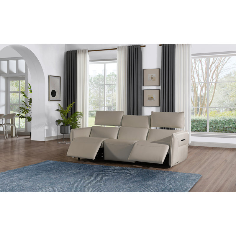 Mia Bella 94.5'' Recessed Arm Reclining Loveseat, Light Gray