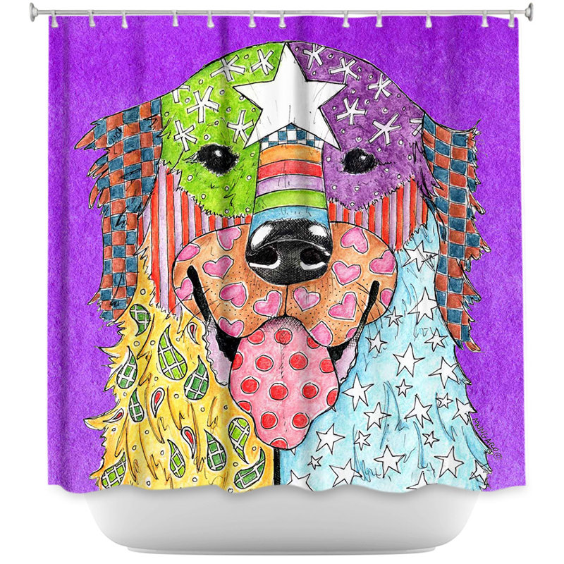 Rideau de douche simple golden retriever dog, Mauve