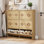 Armoire à chaussures avec tiroirs rabattables, armoire à chaussures étroite en bois à motif floral, armoire à chaussures mince autoportante avec tablettes réglables