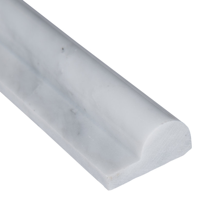 Greecian 12" x 2" Marble Chair Rail Tile Trim in White