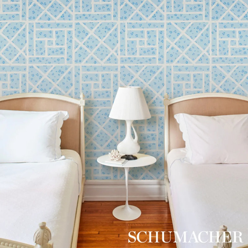 Schumacher x Cristina Buckley Fancy Beast Wallpaper, Sky Blue