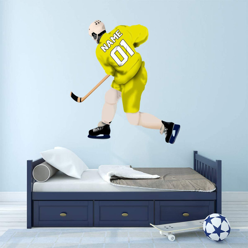 Adhésif décoratif hockey, Jaune, H 32 po x l 28 po, Oui