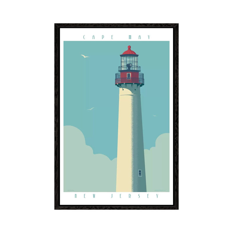 Cape May Lighthouse Travel by Jim Zahniser - Print on Canvas, 152.4cm H x 101.6cm W x 3.81cm D, Black Framed