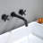 Wall Mounted Dual Handle Bathroom Sink Faucet With Pop-Up Drain (No Overflow)