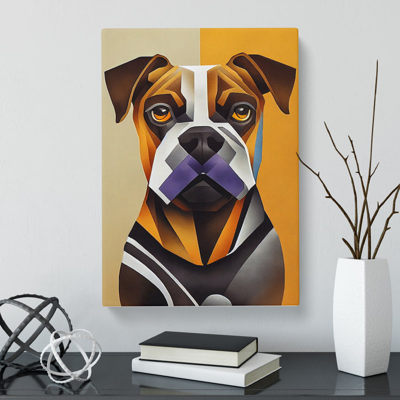 CAN-V0523-293X Boxer Dog Cubism 1 Piece Wrapped Canvas Wall Art, 76cm H x 50cm W