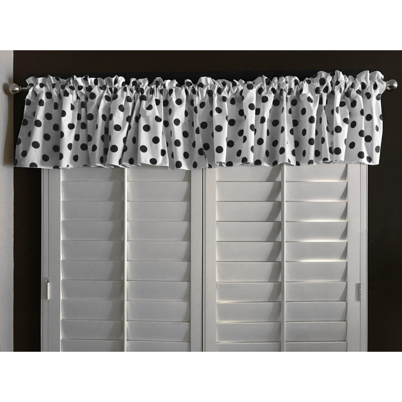 Cantonnière sur mesure en mélange de coton à pois 58 po Chrisman, L 58 po x L 18 po, Blanc / noir