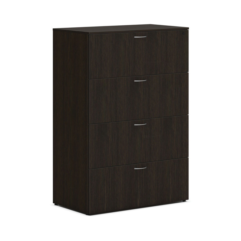 Java Oak 36" Wide Lockable 4-Drawer Lateral File Cabinet