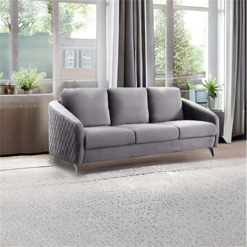 Canapé en velours de 77,5 po Ravenscroft, Velours gris