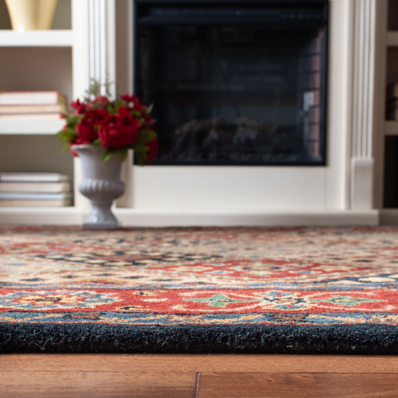Dipietro Hand Loomed Wool/Cotton/Latex Oriental Rug in Red/Beige, Square 6'