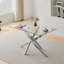 Beveard Glass Top Metal Base Dining Table