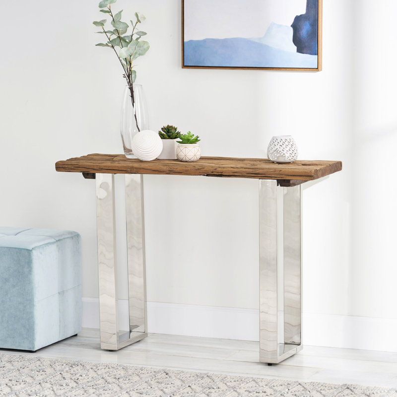 Console en bois récupéré et en fer pour maison rustique fabriquée à la main