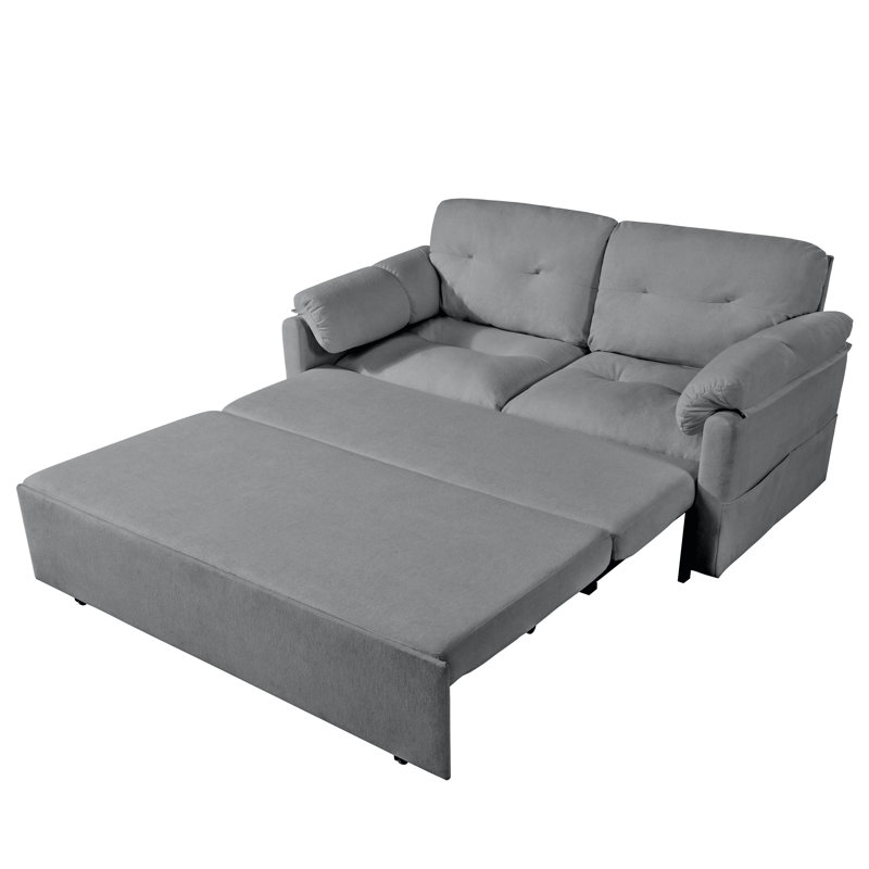 Convertible Chenille Sofa Bed, 3-in-1 Pull Out Sleeper Couch with Thick Cushions and Side Storage Pocket, Queen Size Sofa for Living Room Guest Room Apartment