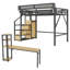 Lit mezzanine LuminaLoft en métal pour enfants avec bureau et borne de recharge-134083569