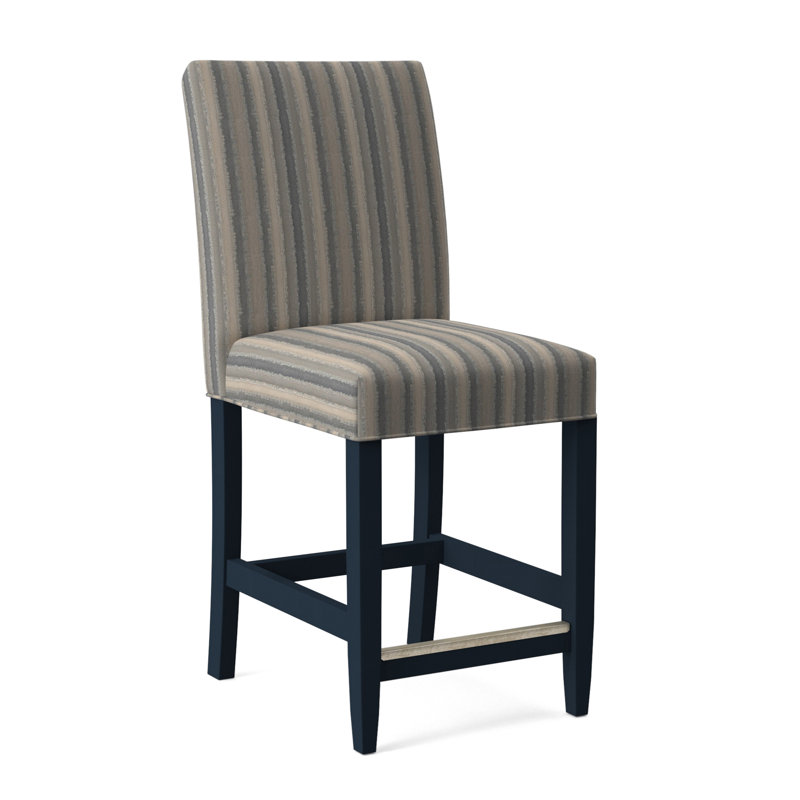 Tabouret de comptoir 24 po Manhattan, Tissu blanc performance 0851-94, Finition marine