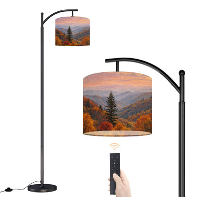Lampe sur pied à arc avec abat-jour réglable Autumn Sunrise Mountain Forest