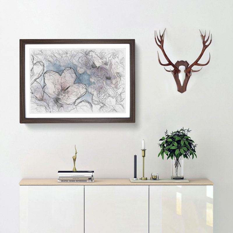 Cherry Blossom Tree in Spring in Abstract - Picture Frame Graphic Art Print, 62cm H x 87cm W x 2cm D, Walnut Framed