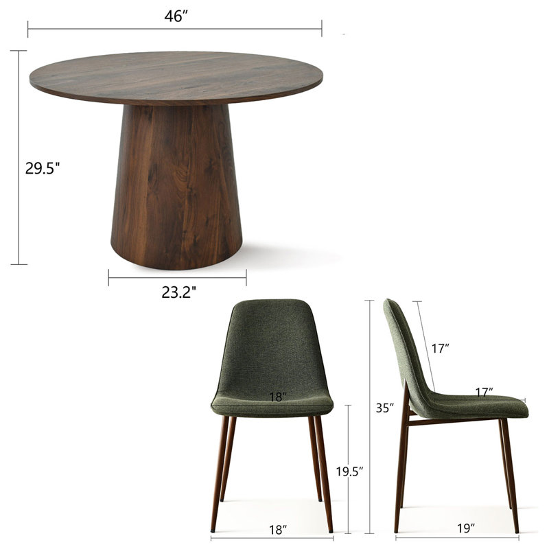 Benvinda 5 - Piece Round Pedestal Dining Table Set, Green