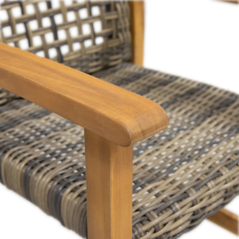 Chaise de salle à manger en bois et osier Hampton (ensemble de 2), Gris naturel