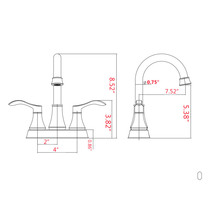 4 Inches Centerset Bathroom Faucet 360° Swivel Spout, With Pop Up Drain - Brushed Nickel, Brushed Nickel