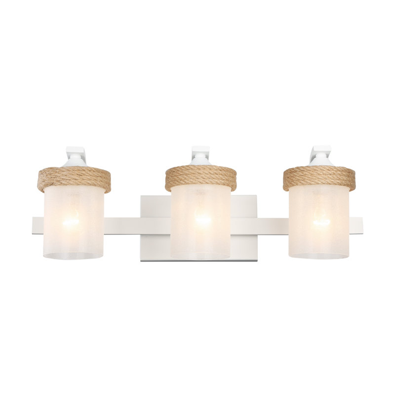Éclairage pour salle de bain 3 lumières Chatham en blanc naturel avec verre sablé transparent