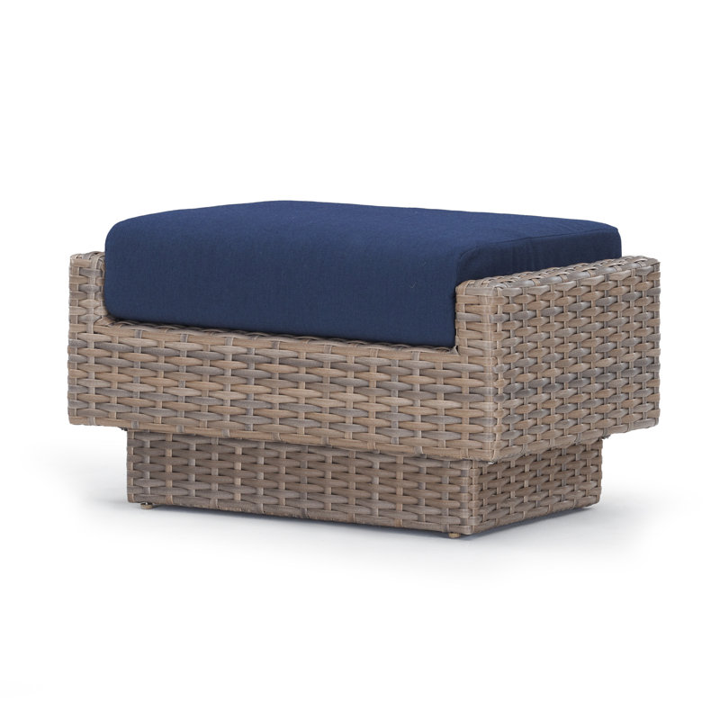 Repose-pieds d'extérieur avec coussins Sunbrella Jorolf, Bleu, Miel