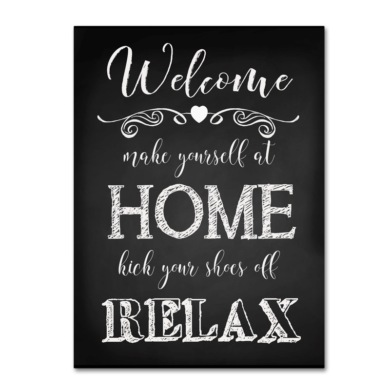 « welcome home 2 », art textuel sur toile tendue, H 32 po x l 24 po