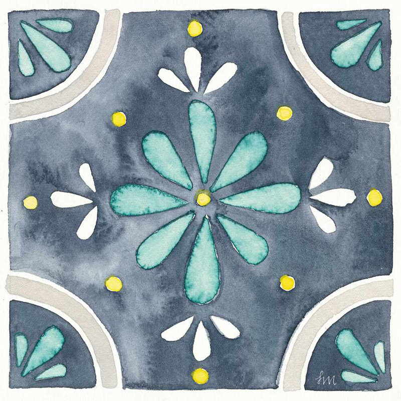 " Garden Getaway Tile I Blue " by Laura Marshall, 20" H x 20" W