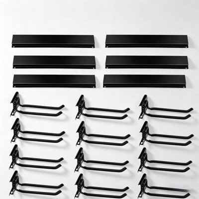 Heavy Duty Garage Tool Organizer - 96" Wall Mount Storage Rack With 12 Adjustable Hooks, 900 Lb Capacity