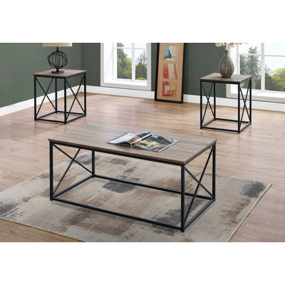 Ensemble de table, ensemble de 3 pièces, café, bout, côté, décor, salon, stratifié, métal, contemporain, moderne