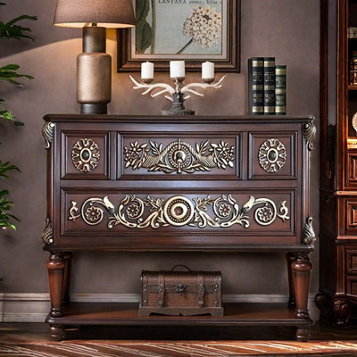 Vintage Four-Drawer Accent Chest with Bottom Shelf