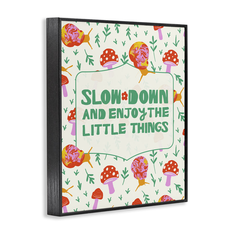 «Slow Down and Enjoy Snails», estampe numérique de Dina Riddle, H 14 po x l 11 po, Giclée encadrée noir minuit