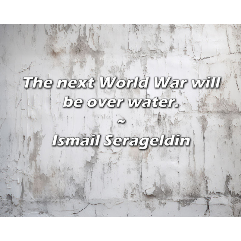 Ismail Serageldin Citation: La prochaine guerre mondiale sera sur l'eau., H 15 po x l 18 po