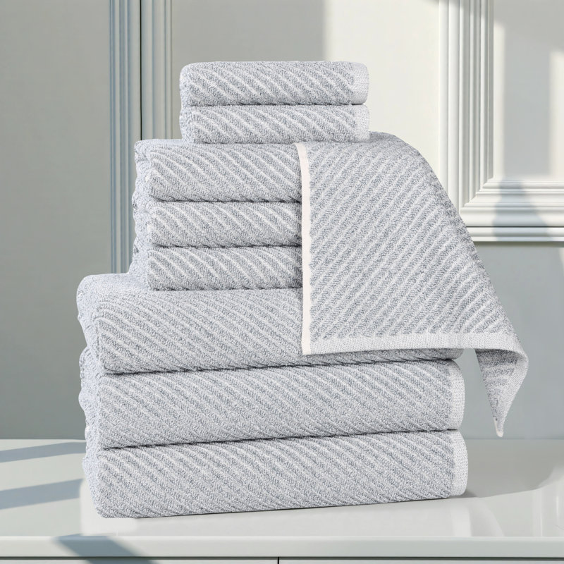  Ensemble de serviettes en coton mélangé super doux et absorbant Amelia Collection (ensemble de 9), Bleu denim