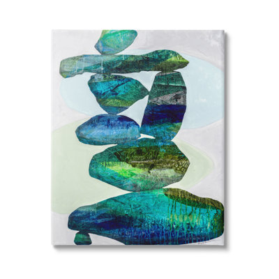 " Vivid Teal Stacked Zen Rocks "