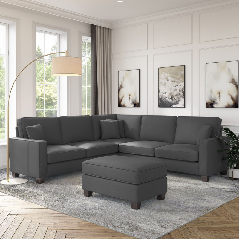 Taffany Upholstered L-Shaped Sectional Symmetrical, Charcoal Gray