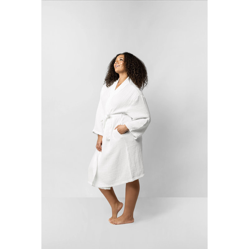 Muslin Cotton Kimono, L, White