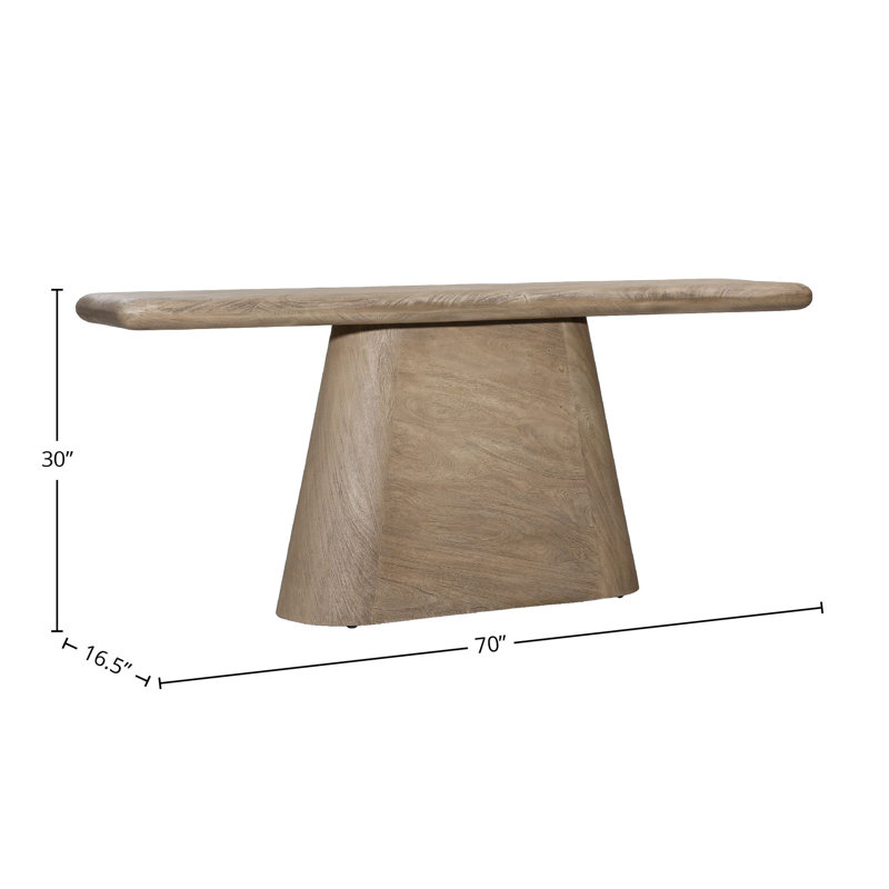 Brie 70'' Natural Acacia Wood Pedestal Console Table