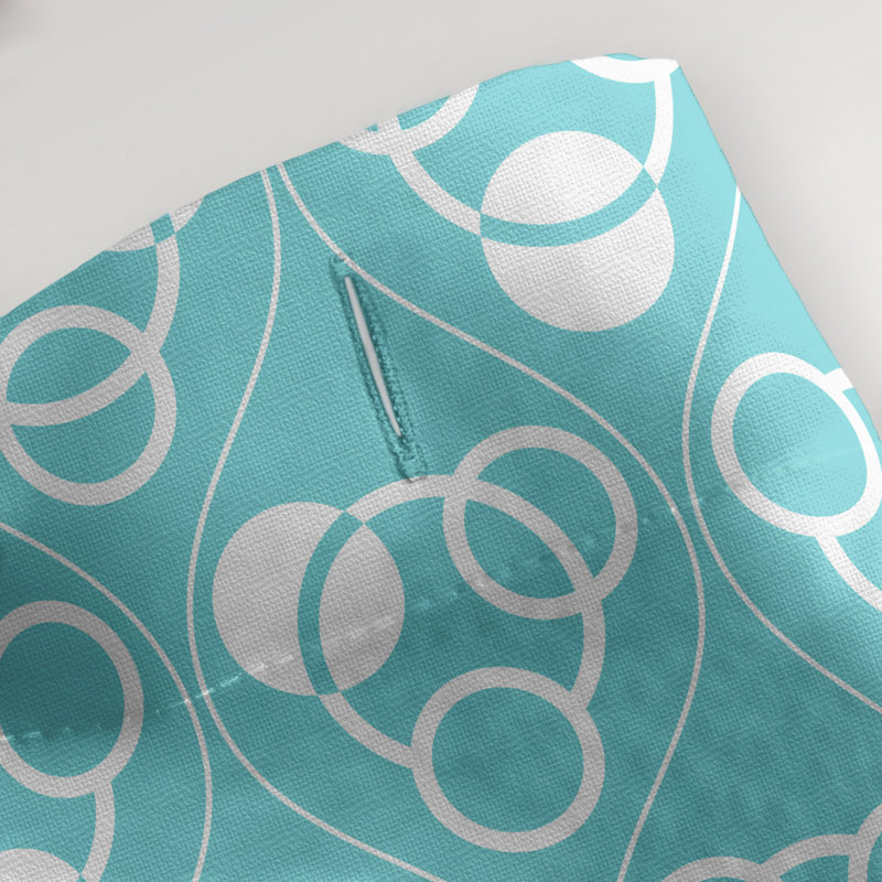 Geometric Shower Curtain, Teal/White