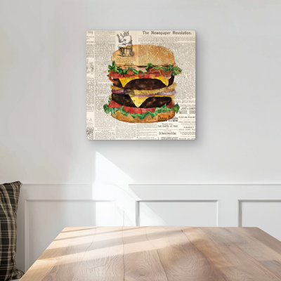 Vintage Style Double Cheeseburger Metal Print | Home Decor