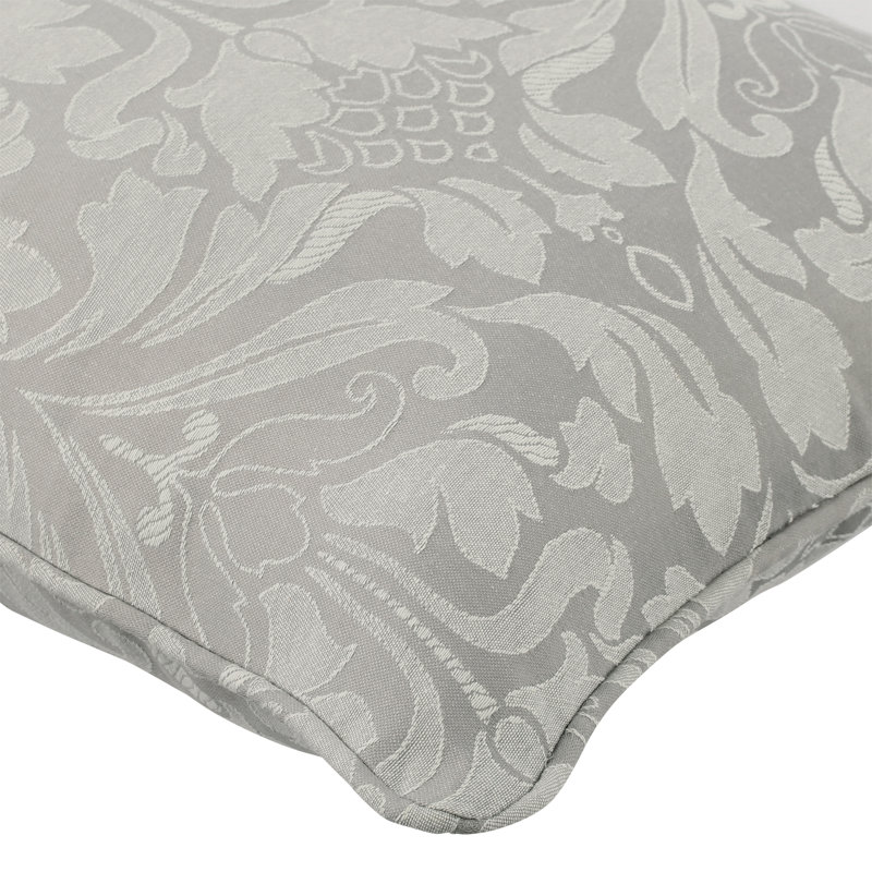 Damask Square Throw Cushion With Filling, Silver
