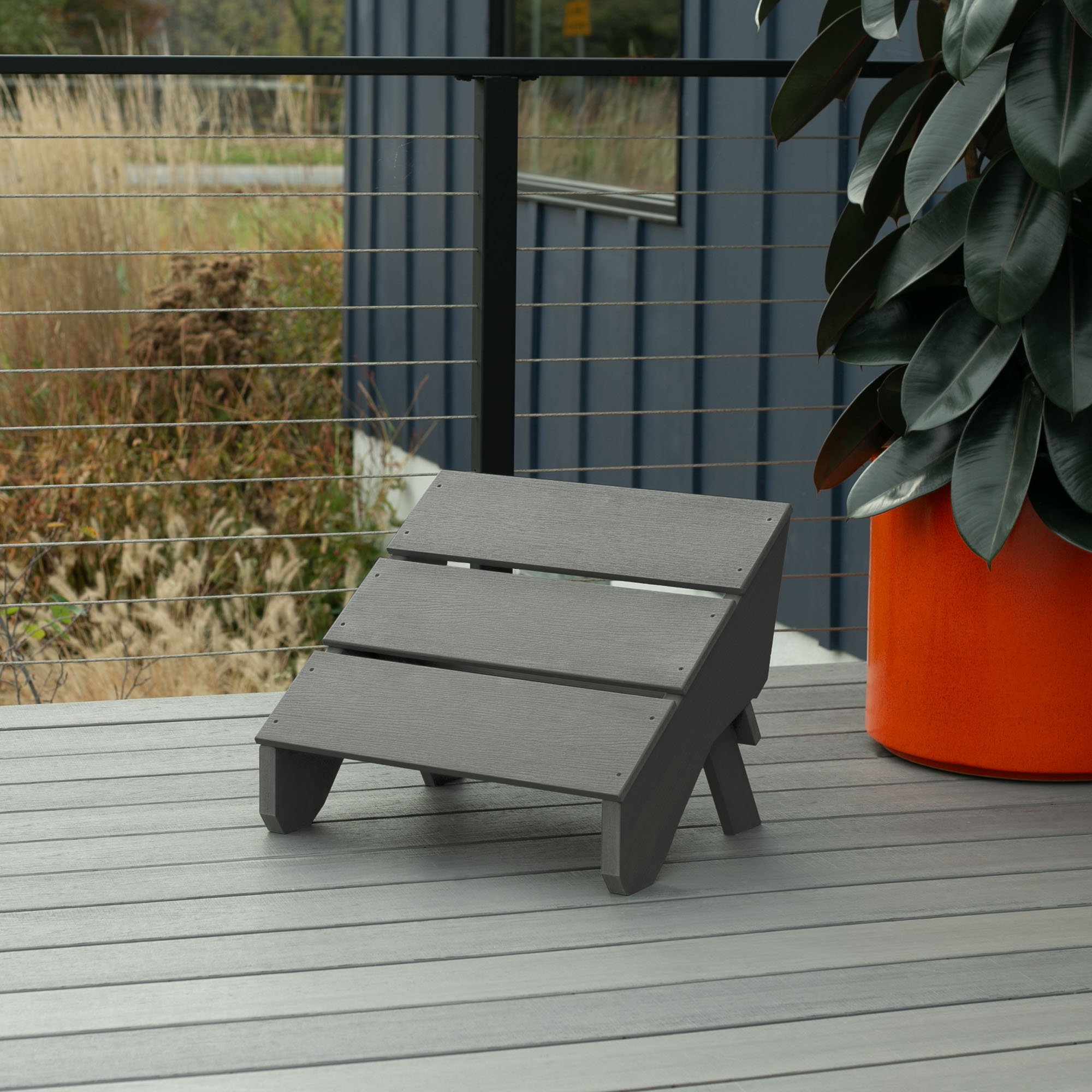 Byrnes Outdoor Ottoman, Coastal Teak