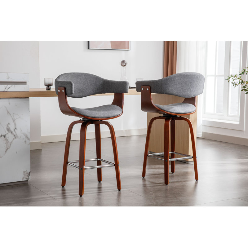 Tabouret Keisha, Tabouret de comptoir (siège d'une hauteur de 27,1, Gris