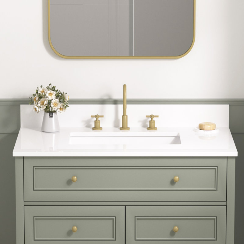 Dosseret en quartz blanc de qualité supérieure de 42 pouces pour comptoir de toilette de salle de bain