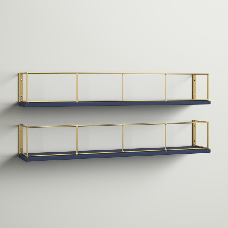 Premont 2 Piece Floating Shelf, Blue