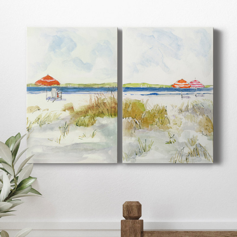 «Sketchy Beach I», ensemble de 2 peintures, H 18 po x l 24 po x P 1 po, Toile tendue