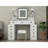 Farmhouse Vanity Desk With Sliding Mirror,Lights And Charging Station,Makeup Table Desk With Dimmable LED Light,Vanity Makeup Table With Sponge Soft Stool
