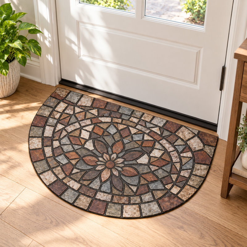 Tapis d'entrée extérieur demi-cercle, antidérapant
